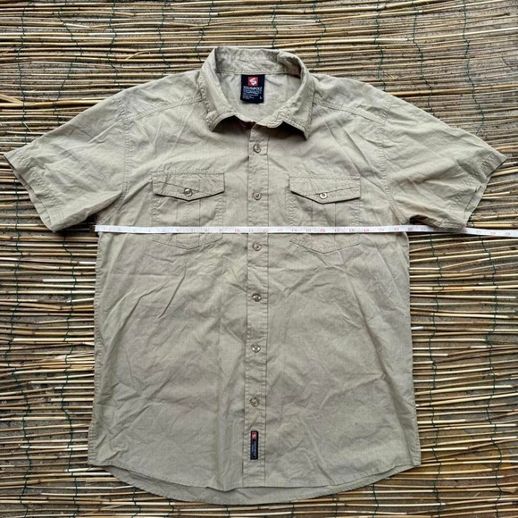 Southpole Y2K Utility Workwear Shirt Khaki Beige Size Large Button Up - Picture 5 of 8